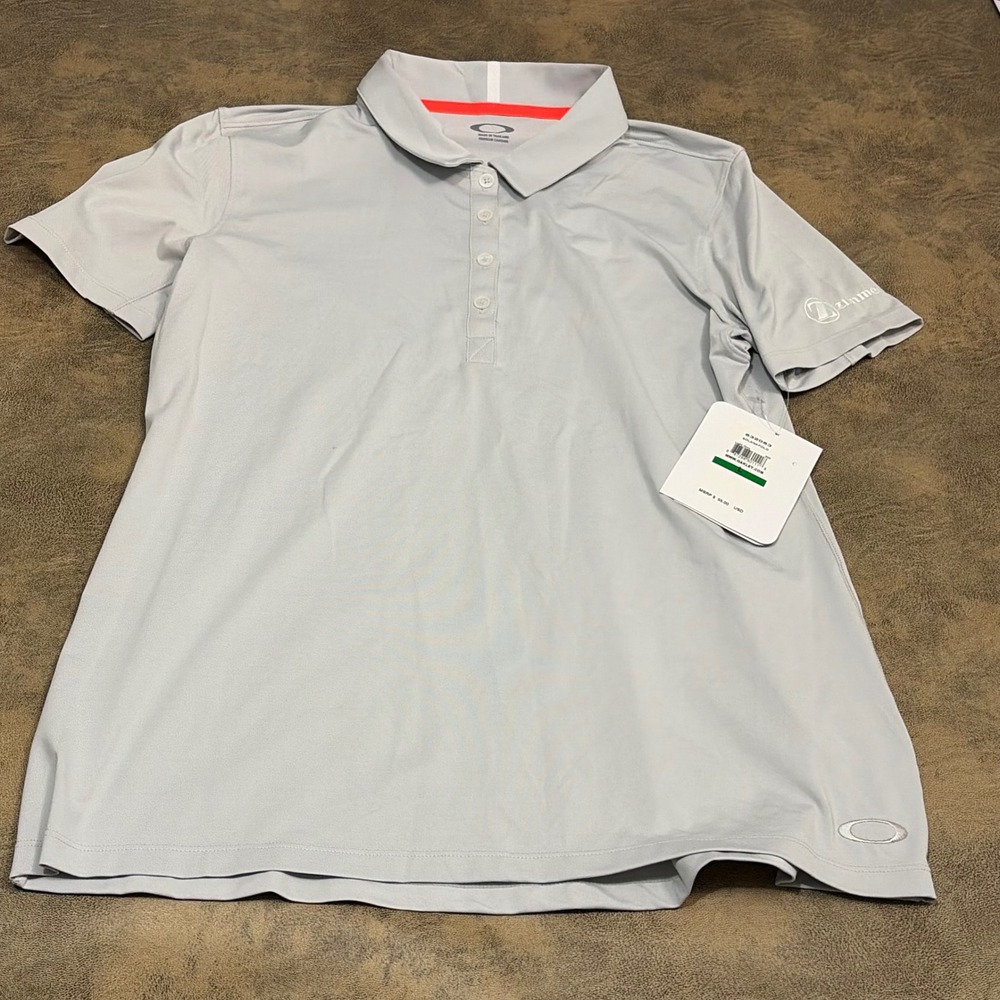 Oakley Solana Polo Womens Large Light Grey Short Sleeve Golf Shirt 532053 *LOGO*